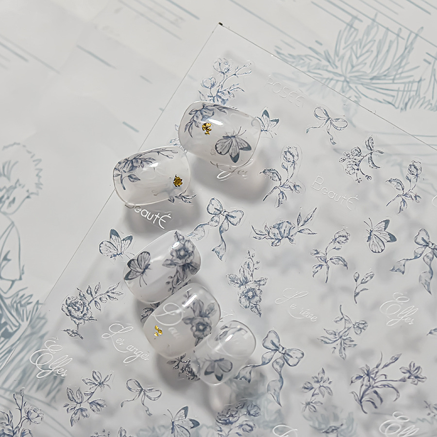 ins植物素描美甲薄韧美甲贴纸装饰指甲电脑手机壳iPad笔记本贴画