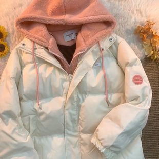 港风连帽假两件美式 男女同款 棉服外套2025年 新款 棉衣男冬季