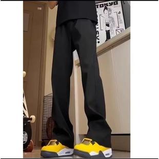 怪兽实验室黑牛仔裤男25秋冬美式高街弯刀微喇直筒裤