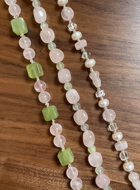 【樱花雨】多款！原创设计师项链天然白水晶美国蔷薇石粉晶珍珠