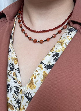 【城南往事】原创设计师天然瓦西料南红原创项链手链满肉满红