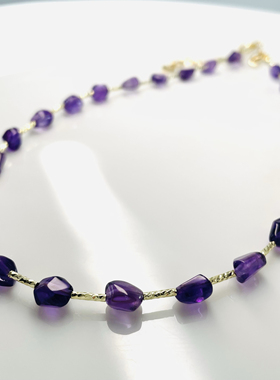 【梦见月瑞希】原创设计师天然紫水晶项链小众精致不撞款闪亮通勤