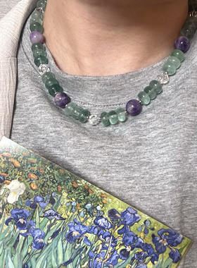 【梵高系列鸢尾花】多款！原创设计师项链油画绿萤石紫水晶白水晶