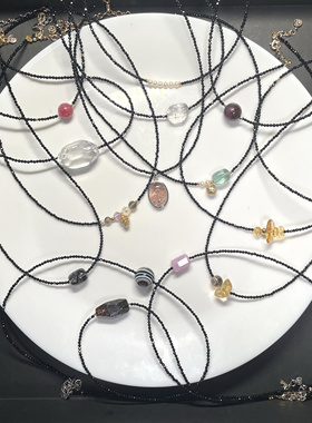 【爆闪小黑链-系列1】多款！原创设计师水晶项链女黄紫水珍珠通勤