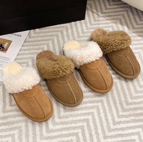 外贸雪地拖鞋女冬季2025年新款羊皮毛一体保暖外穿泰迪卷毛拖鞋