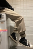 2023秋冬港风新款加厚呢料针织裤男女拼接裤K2108P55控68，男装休闲裤，电商B315