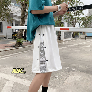 2022男 夏季宽松排扣腰果花五分裤休闲短裤 B315-K3475 P38控48图片