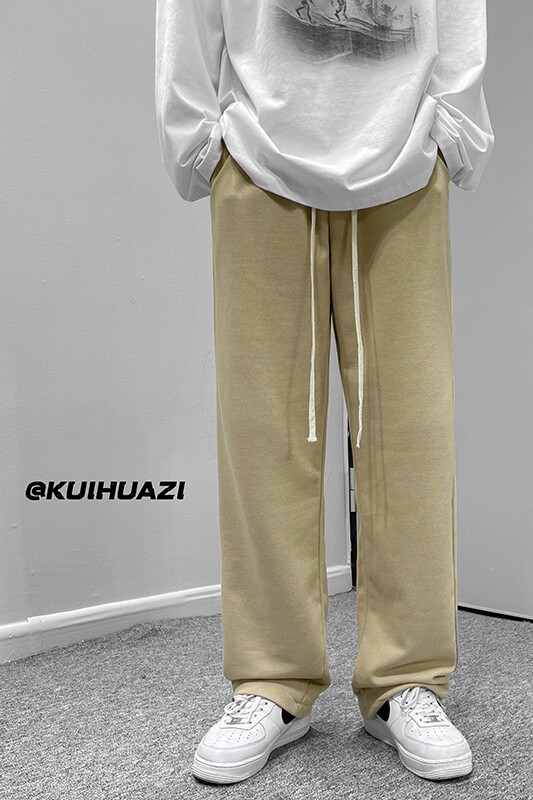 港秋季男士纯色宽松直筒拖地裤K3678P45控58/K3678J加绒P55控68,男装休闲裤,电商B315