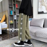 2023春季新款侧边爱心印花抽绳束脚休闲裤K3606B315P45控58，男装休闲裤，电商B315