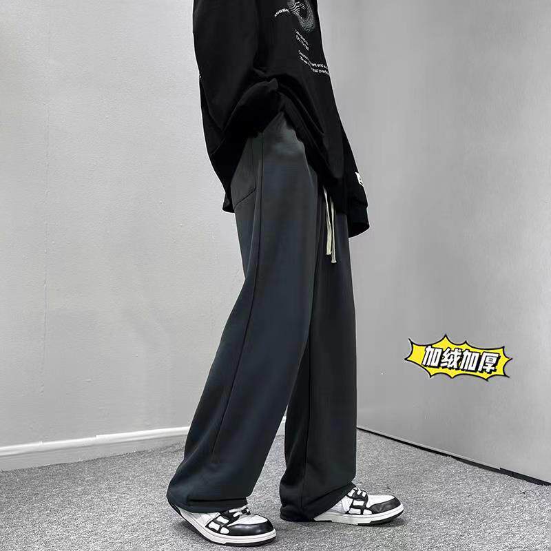 港风冬季加绒加厚休闲裤男士纯色百搭拖地卫裤男K3678JP55控价68,男装休闲裤,电商B315