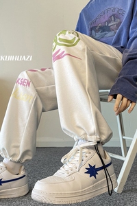 2023春季新款港风宽松休闲裤男个性涂鸦卫裤男K3679 P45 控58图片