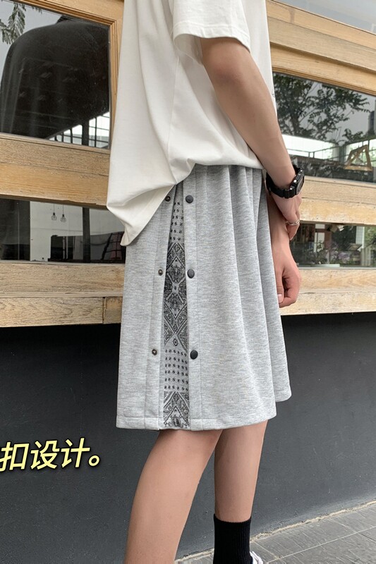 新夏季宽松排扣腰果花五分裤休闲短裤B315-K3475P38控48,男装休闲裤,电商B315