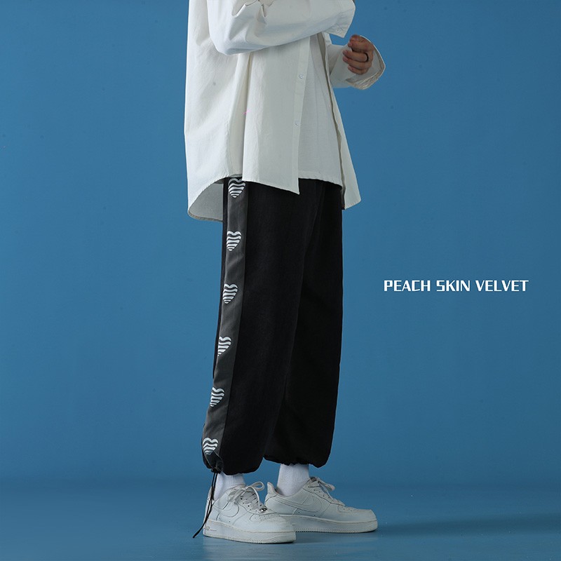 2023春季新款侧边爱心印花抽绳束脚休闲裤K3606B315P45控58,男装休闲裤,电商B315