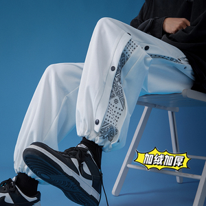 冬季加绒加厚腰果花卫裤青少年休闲裤 K3618J P65控78图片