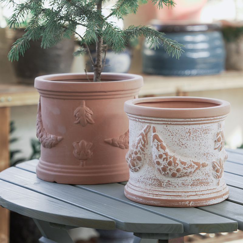 美式罗马风格户外花盆造景粗陶盆