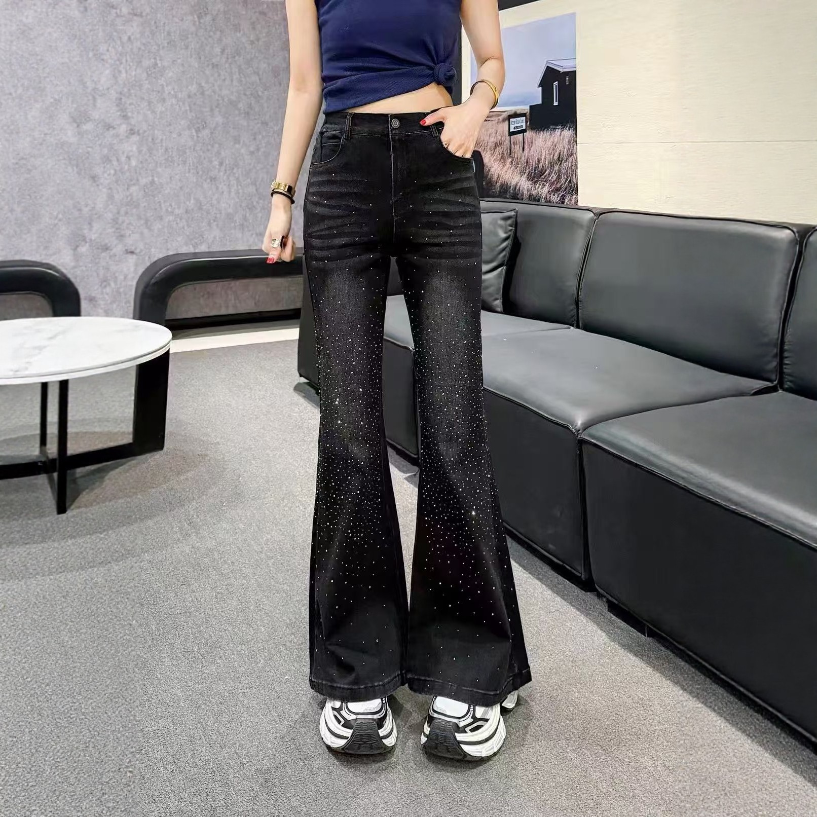 【1.4慧姐大码女装】2025新款满天星马蹄裤子XX萱9782-,女装/女士精品,大码羽绒服,淘宝优惠券,粉丝福利购,淘宝优惠卷