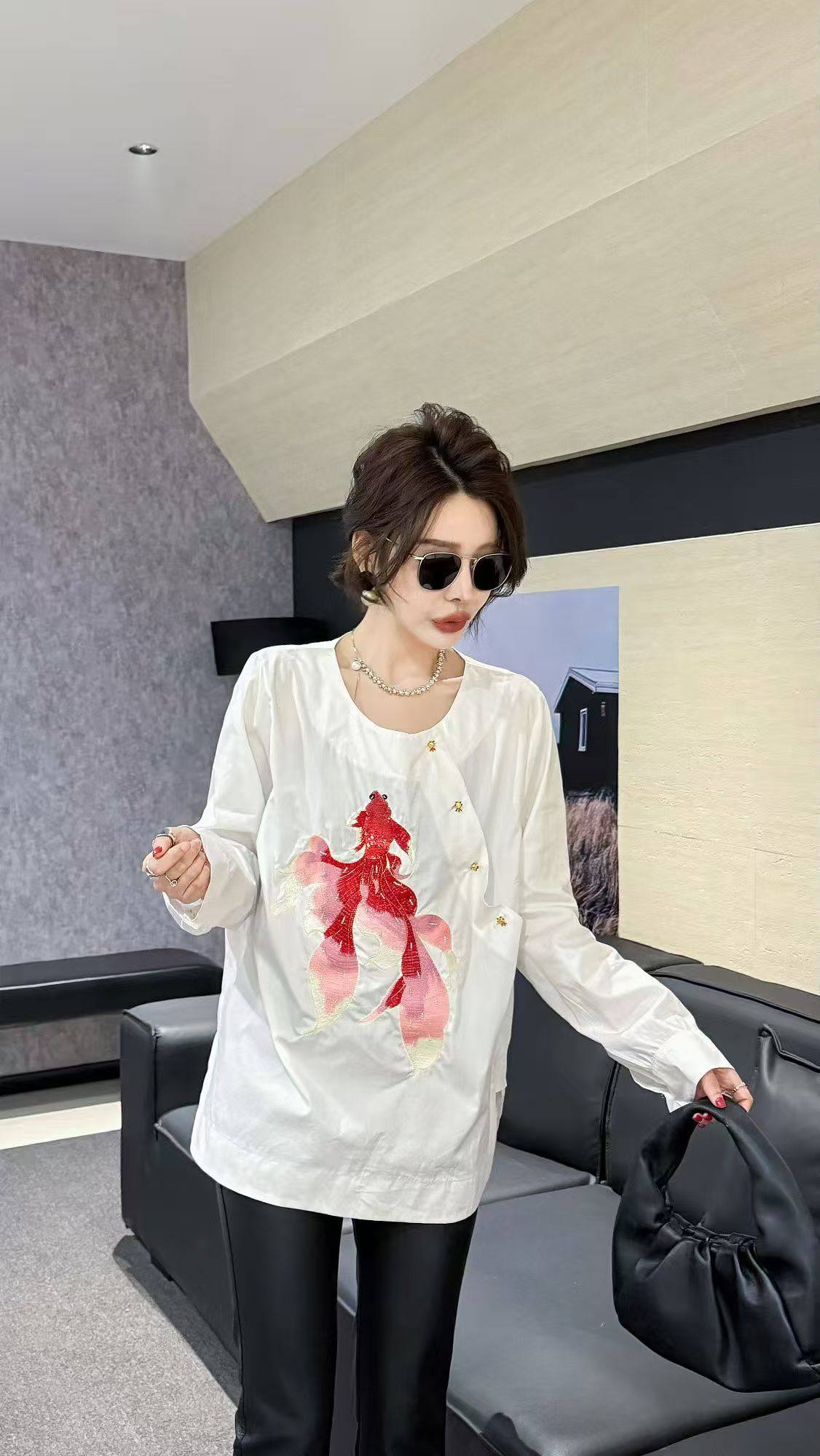 【1.5慧姐大码女装】2025新款衬衫上衣YMF米6697-,女装/女士精品,大码羽绒服,淘宝优惠券,粉丝福利购,淘宝优惠卷