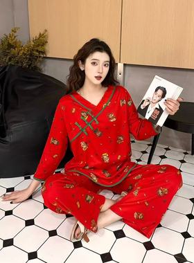 【1.15慧姐大码女装】2025新款财源滚滚睡衣套装YMR1199-