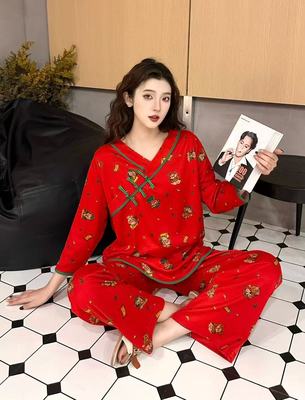 【1.15慧姐大码女装】2025新款财源滚滚睡衣套装YMR1199-