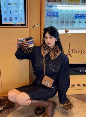 【1.7慧姐大码女装】2025新款牛仔加棉套装N.Y70697-