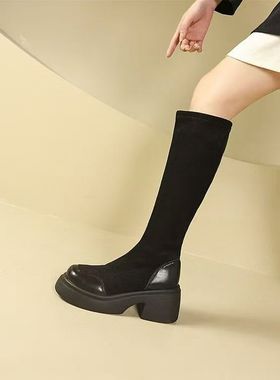 【9.29慧姐大码女装】2025新款弹力皮大码260斤长靴LL889-