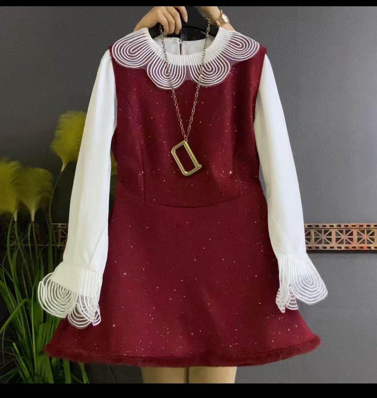 【12.18慧姐大码女装】2025新款款两件套连衣裙NYH25119-7158