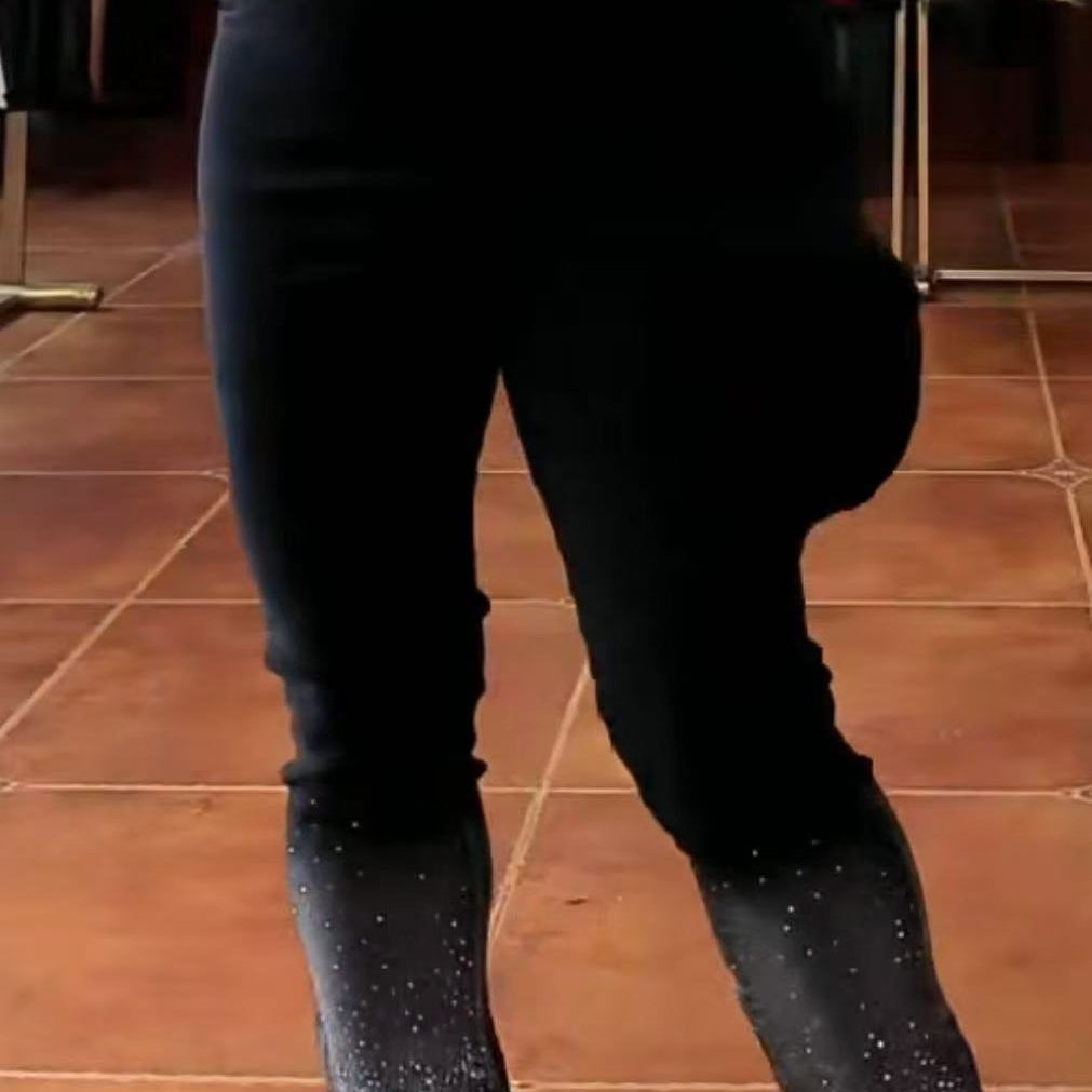 【10.10慧姐大码女装】2025新款磨毛重工钻牛仔裤子JYT88503-