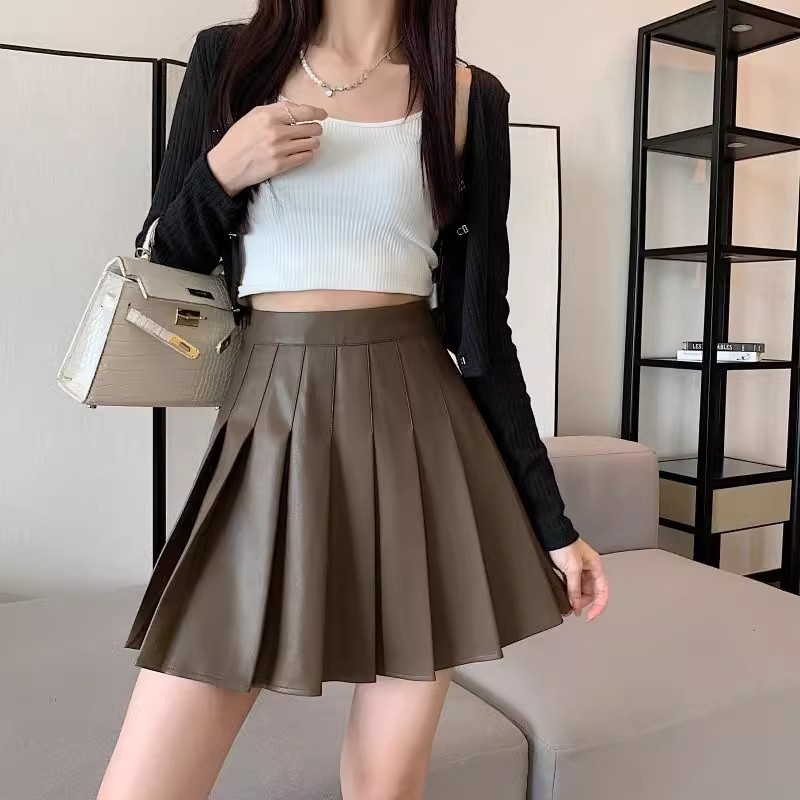 女2025新款春秋裙设计感高腰a字jk短裙黑色显瘦半身裙