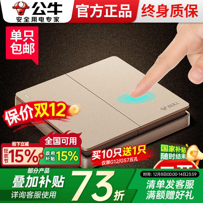 双开双控开关面板电灯按钮公牛