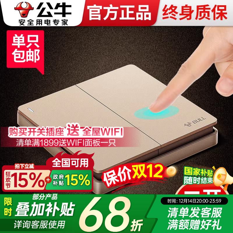 双开双控开关面板电灯按钮公牛