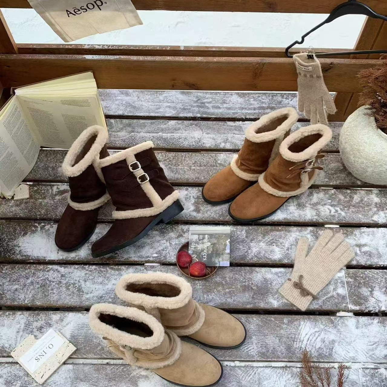 超好看冬鞋加绒雪地靴厚底