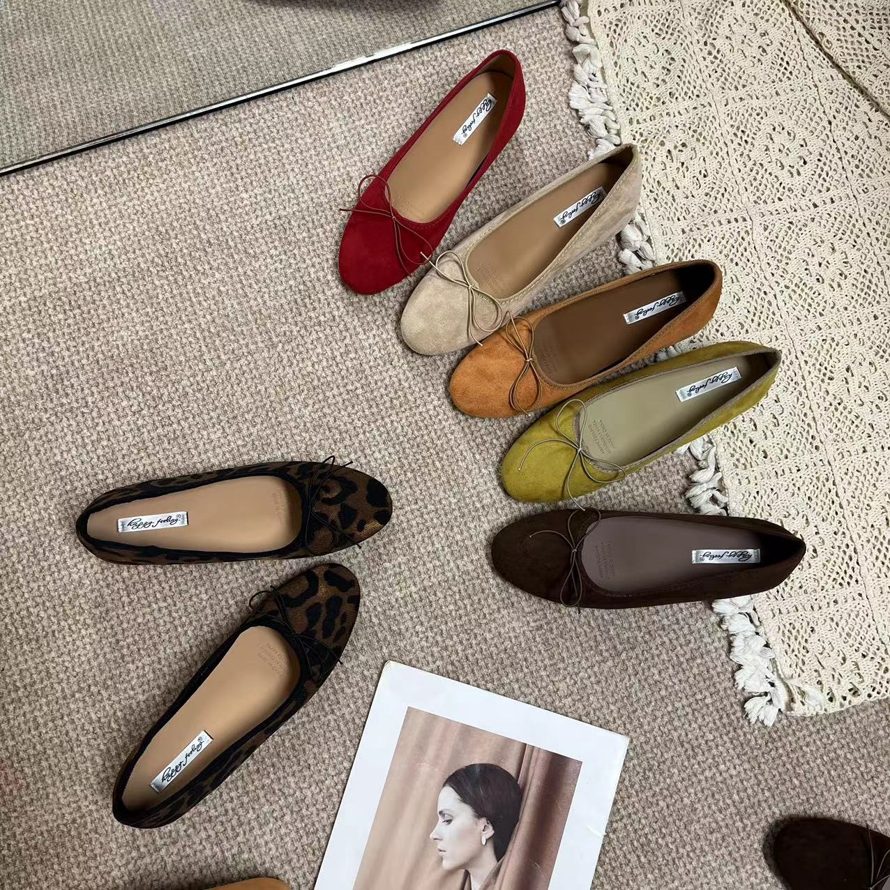 内增高法式豹纹芭蕾舞单鞋