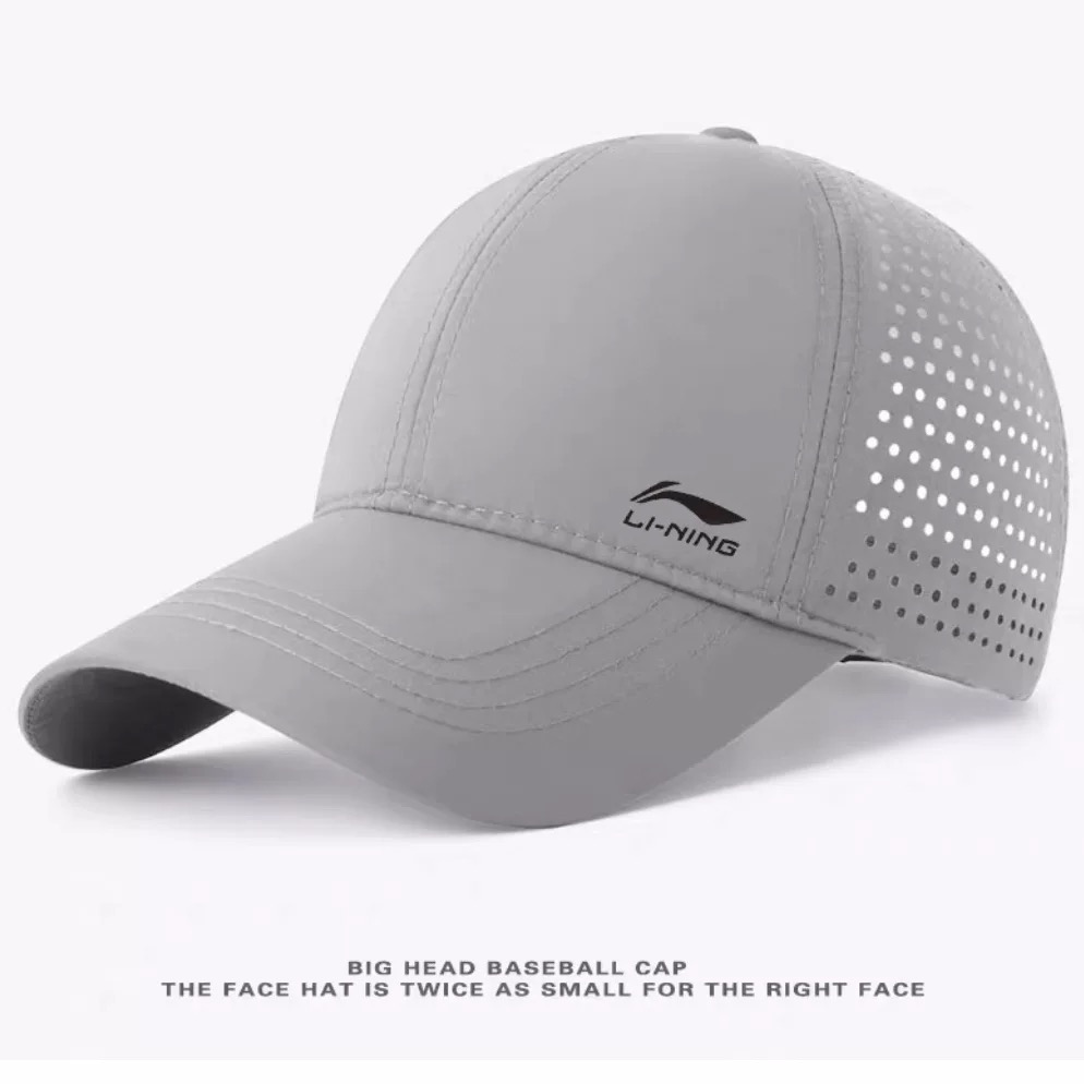 李宁男士棒球帽大头围夏季网眼速干鸭舌帽户外遮阳轻薄透气防晒帽