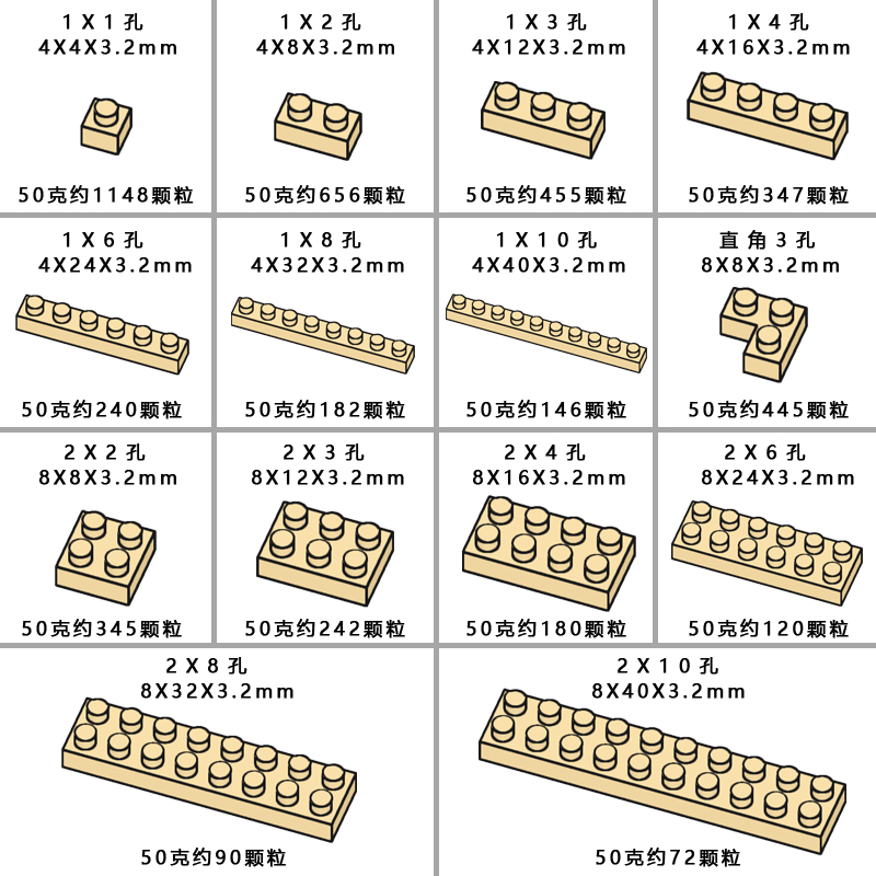 4mm微钻儿童益智拼插小颗粒迷你积木桌面解压手工基础零配件米黄