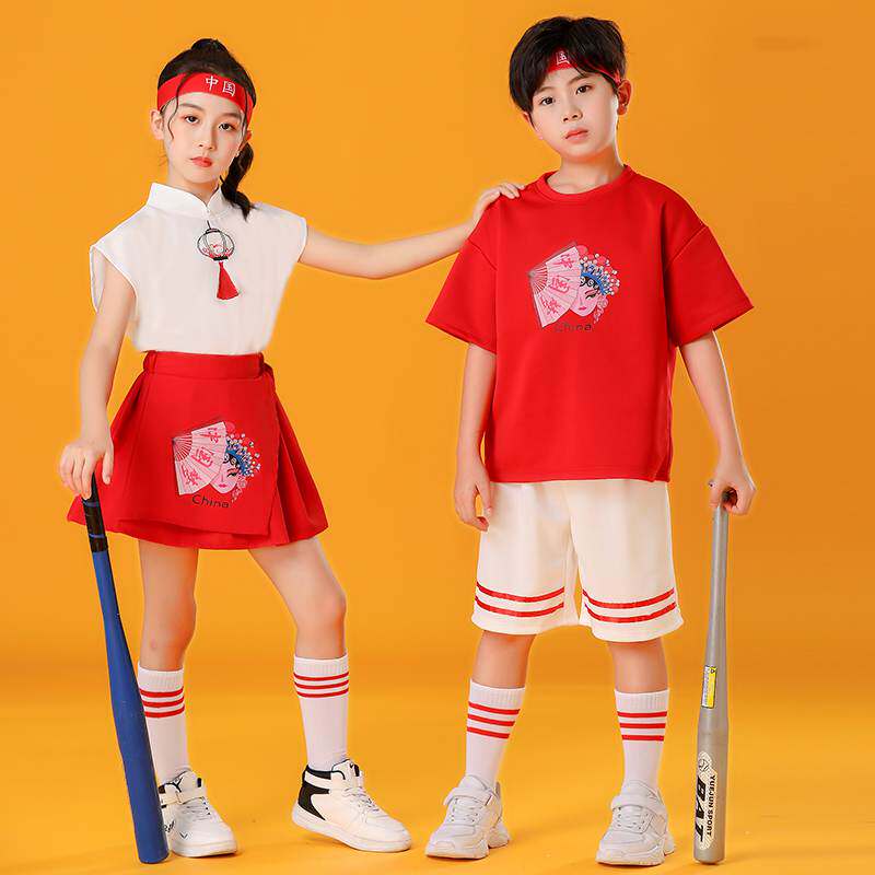 六一儿童啦啦队演出服小学生运动会开幕式表演服中国风脸谱春秋款