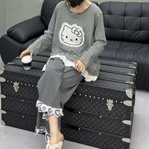 2025新款睡衣女早秋条纹家居服