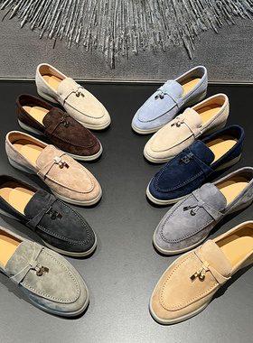 2025春秋lp高配版真皮超软一脚蹬反绒麂皮乐福鞋女老钱风英伦单鞋