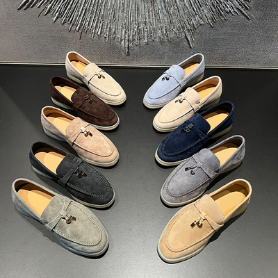 LP真皮一脚蹬麂皮乐福鞋女单鞋