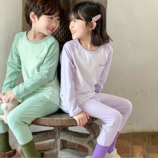 儿童家居服套装男童女童秋冬打底秋衣秋裤睡衣男孩女孩新疆长绒棉