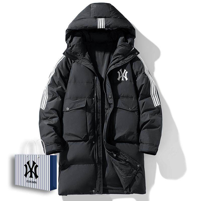 中长款冬季连帽羽绒服百搭外套2024新款保暖男士加厚90绒防寒服潮