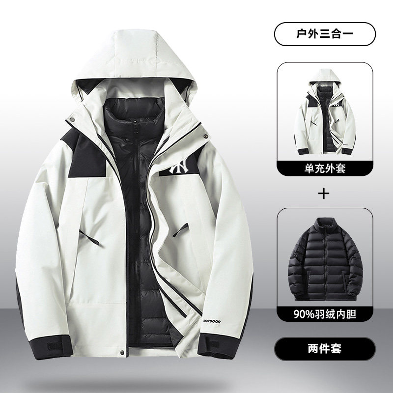 奥莱三合一可拆卸羽绒服内胆冲锋衣服户外冬季夹克登山服外套男式