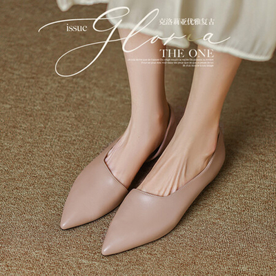 其它平底鞋通勤尖头羊皮凉鞋