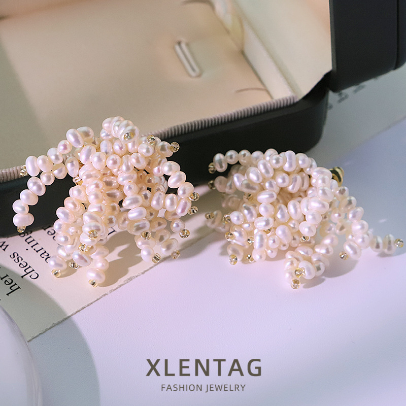 天然淡水珍珠琉璃花朵耳钉