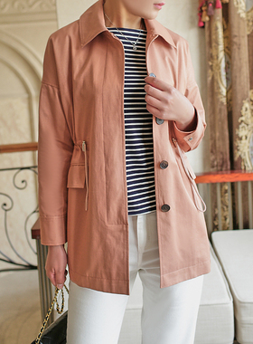 ARTIN徕倩2023秋季新款短款全棉风衣抽绳时尚风衣外套女 CO6829