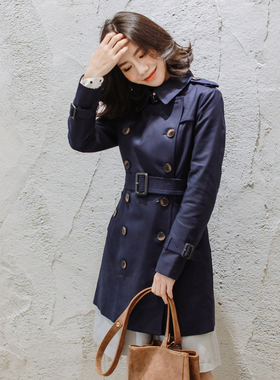 ARTIN徕倩新品春季新款双排扣中长款修身风衣女韩版外套 CO946