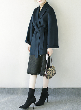 ARTIN徕倩24春季新品女气质墨绿色收腰廓形显瘦羊毛大衣CO6799