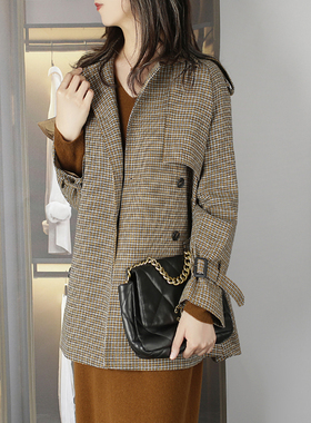 ARTIN徕倩轻奢千鸟格风衣外套女2024新款小个子高级感休闲 CO6695