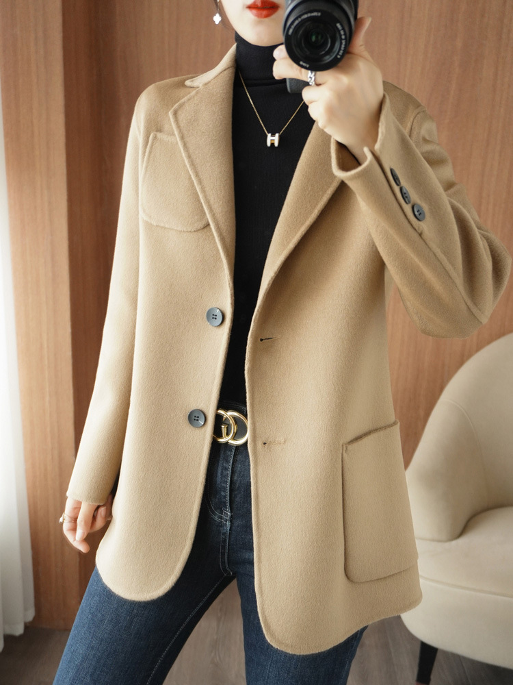 2024短款羊毛呢双面羊绒大衣羊绒