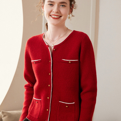 羊绒开衫女小香风保暖毛衣