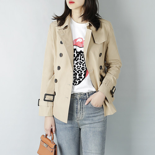 俫倩常规风衣领短款通勤